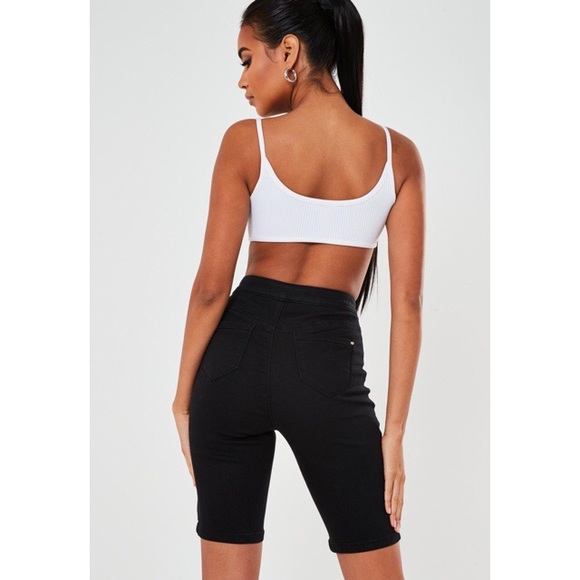 Black denim cycling shorts - Picture 2 of 2